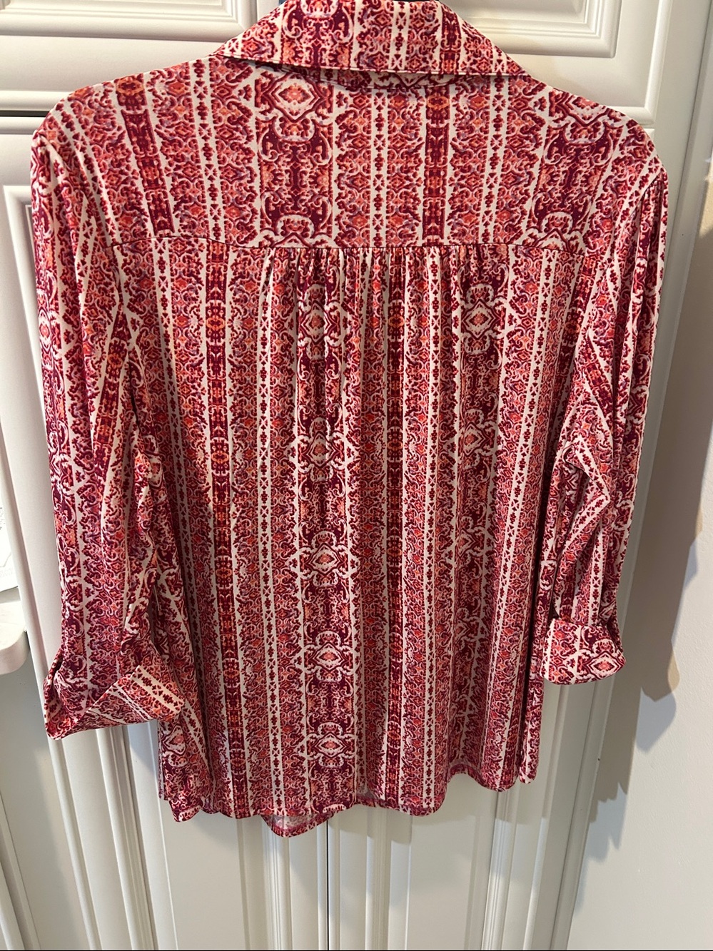 Red Printed Button-Front Tunic Top - Picture 2 of 2
